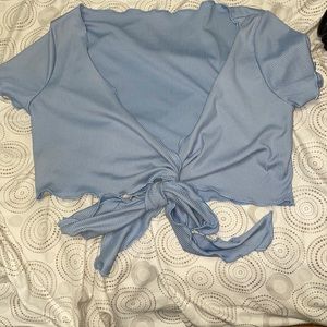 Blue tied SHEIN cropped tee